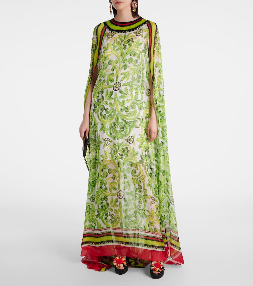 Printed silk maxi dress