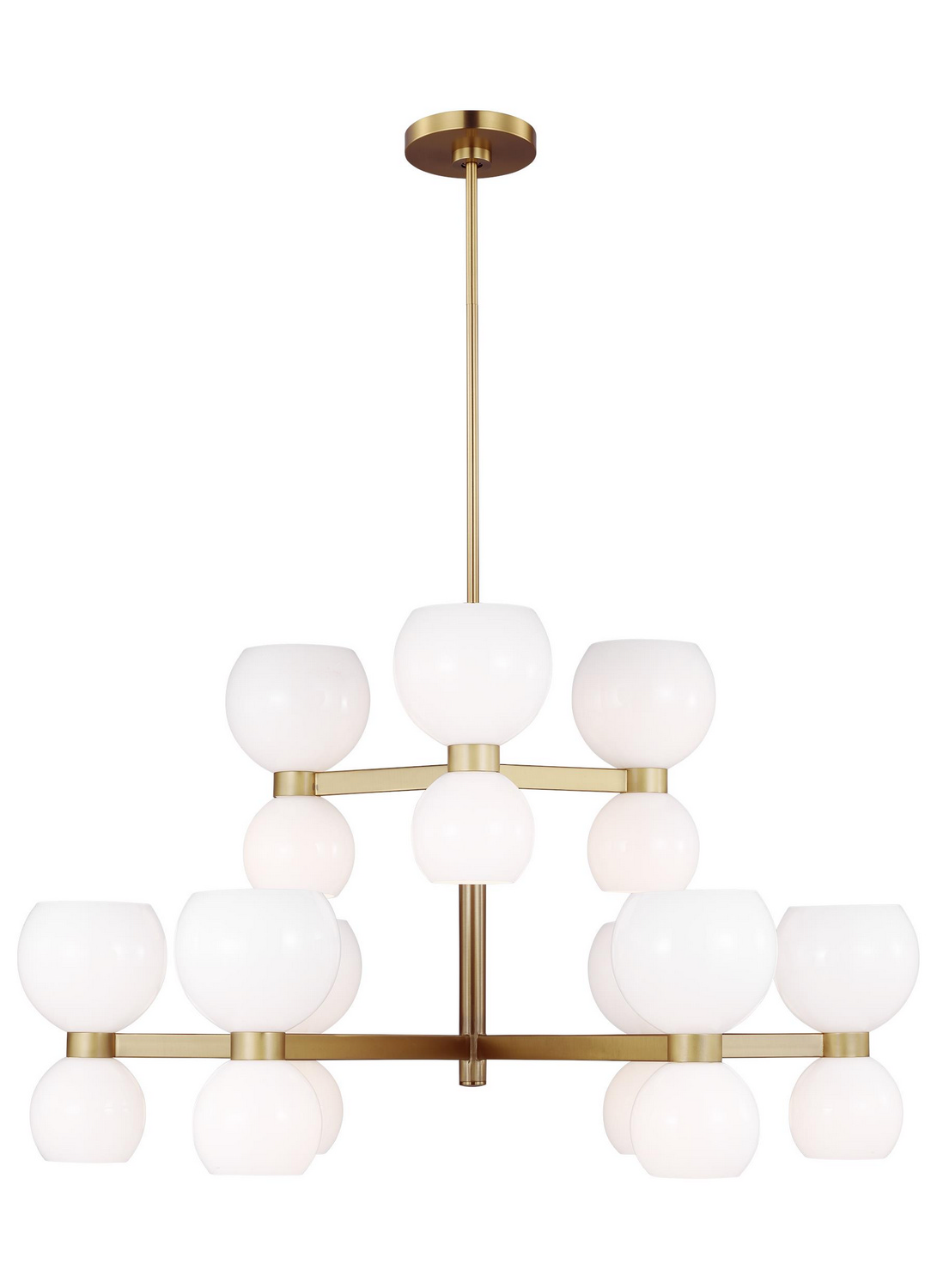 Visual Comfort Studio Londyn 18-Light Chandelier in Burnished Brass With Milk White Glass by Kate Spade New York