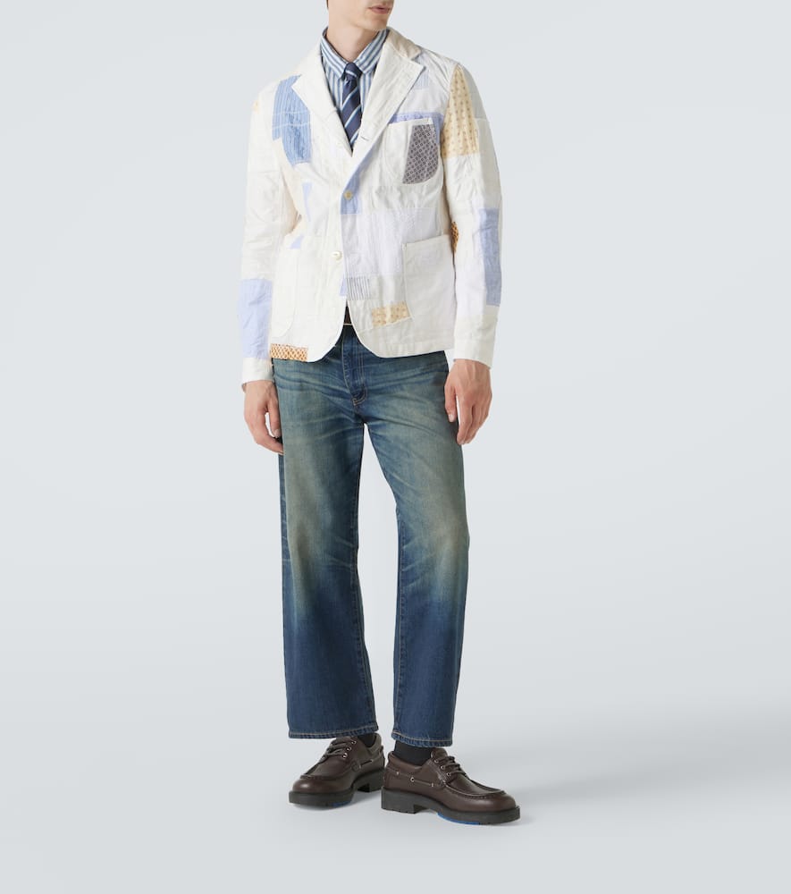 Patchwork cotton and linen-blend blazer