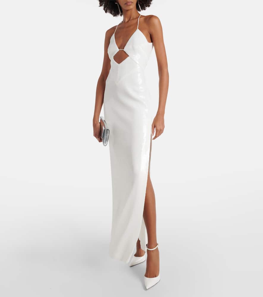 Sequined halterneck gown