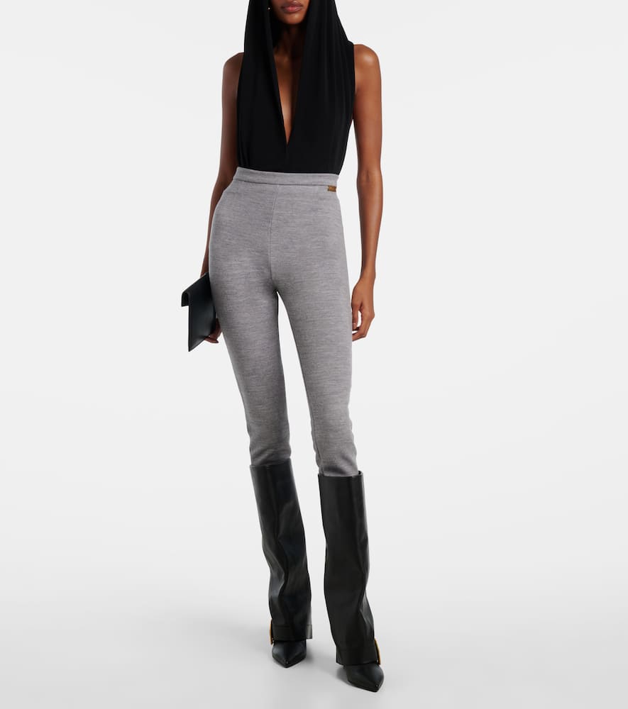 Wool and cotton-blend leggings