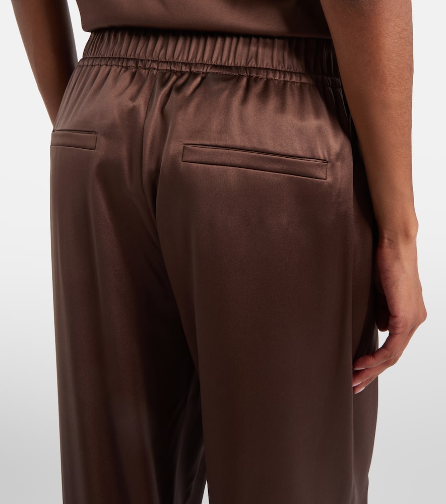Silk-blend satin wide-leg pants