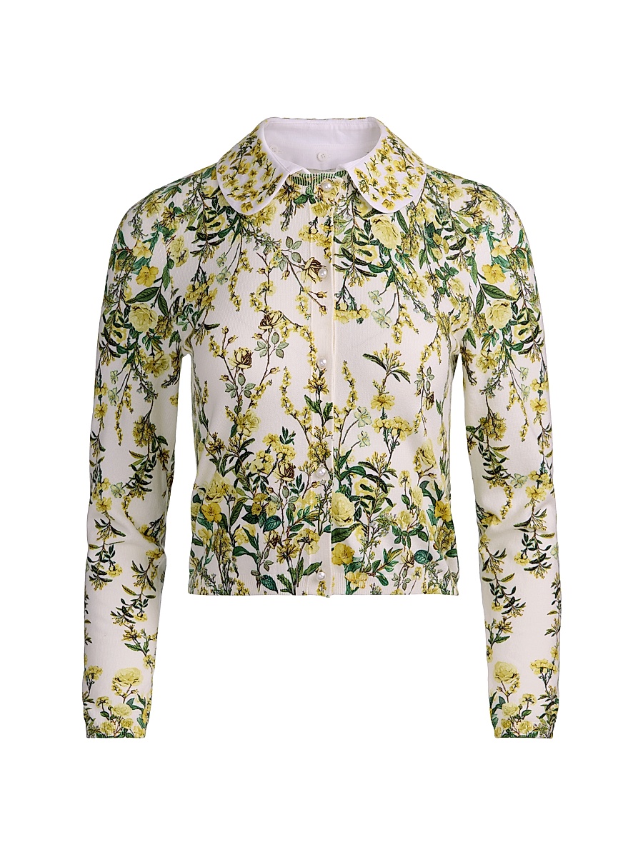 Women's Carson Printed Stretch Cotton Cardigan - Fresh Air Butter