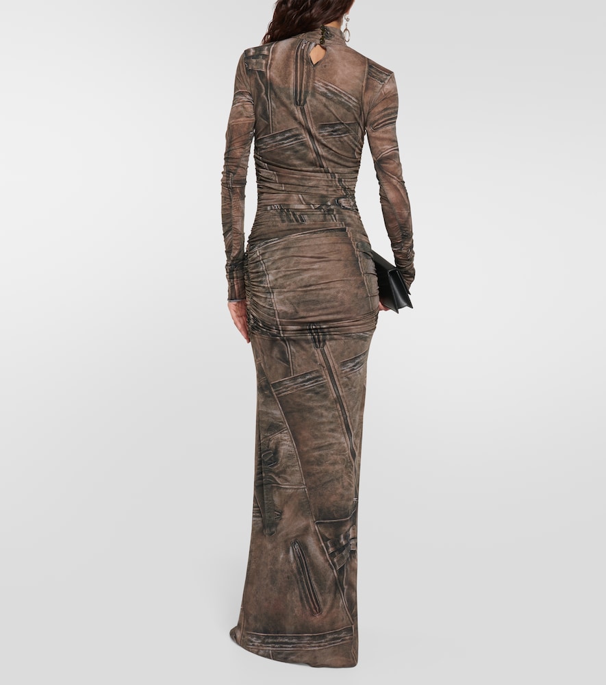 Printed high-neck gown