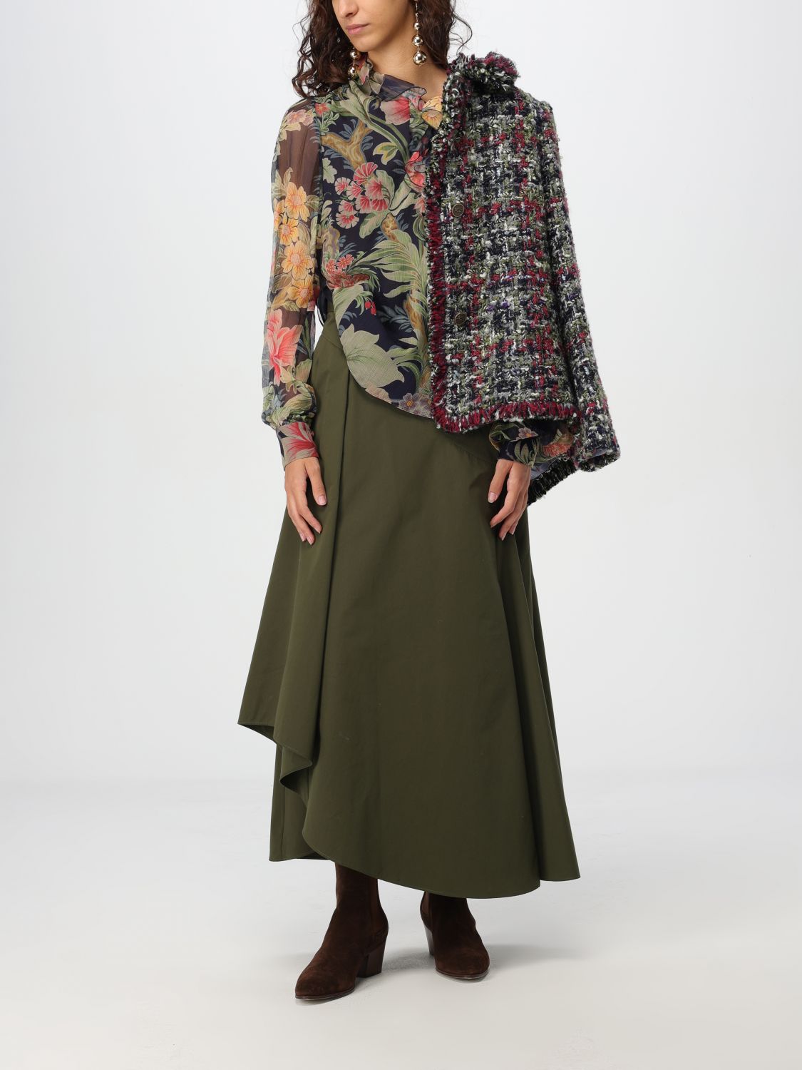 Floral-print silk blouse - Blue
