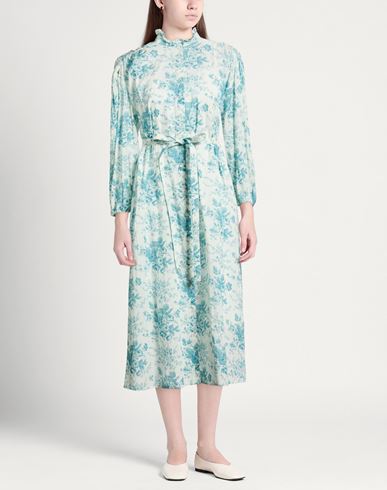 Woman Midi dress Turquoise Size 8 Cotton
