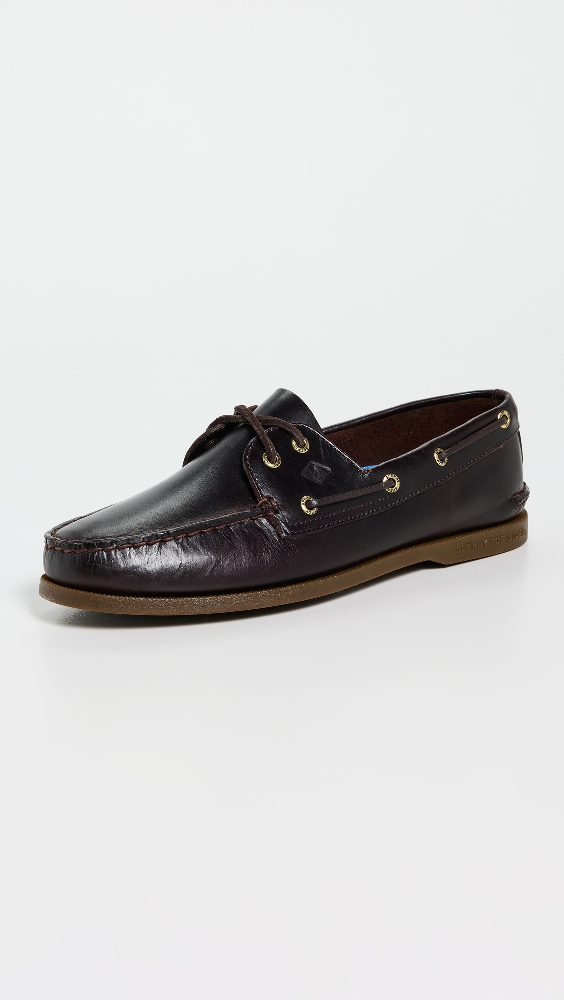 Sperry Authentic Original 2 Eye Leather Boat Shoes Amaretto Leather Mix Mat