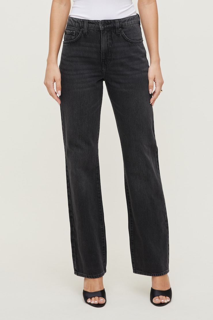 Cara Rigid High Rise Straight Leg Jeans - Black - Women Clothing