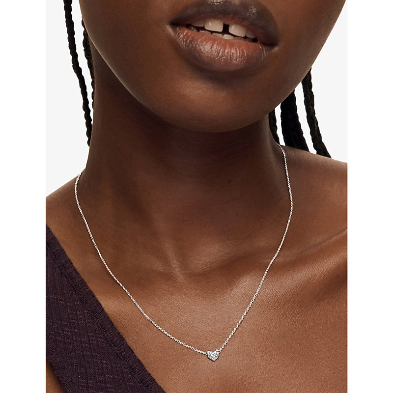 Womens Sterling Silver Heart Sterling-silver and 2.4ct Diamond Pendant Necklace 