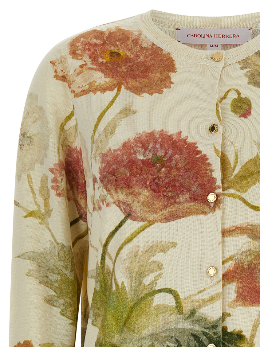 Floral Print Cardigan Sweaters And Cardigans White