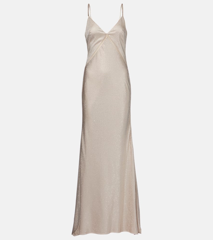 Embellished satin gown