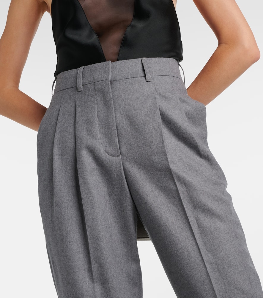 Wool flannel straight pants