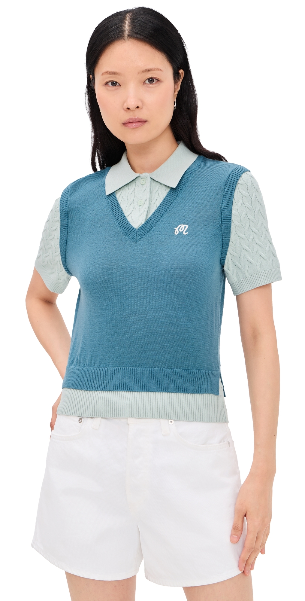 Veronica Polo Pullover Aegean Blue/Surf Spray