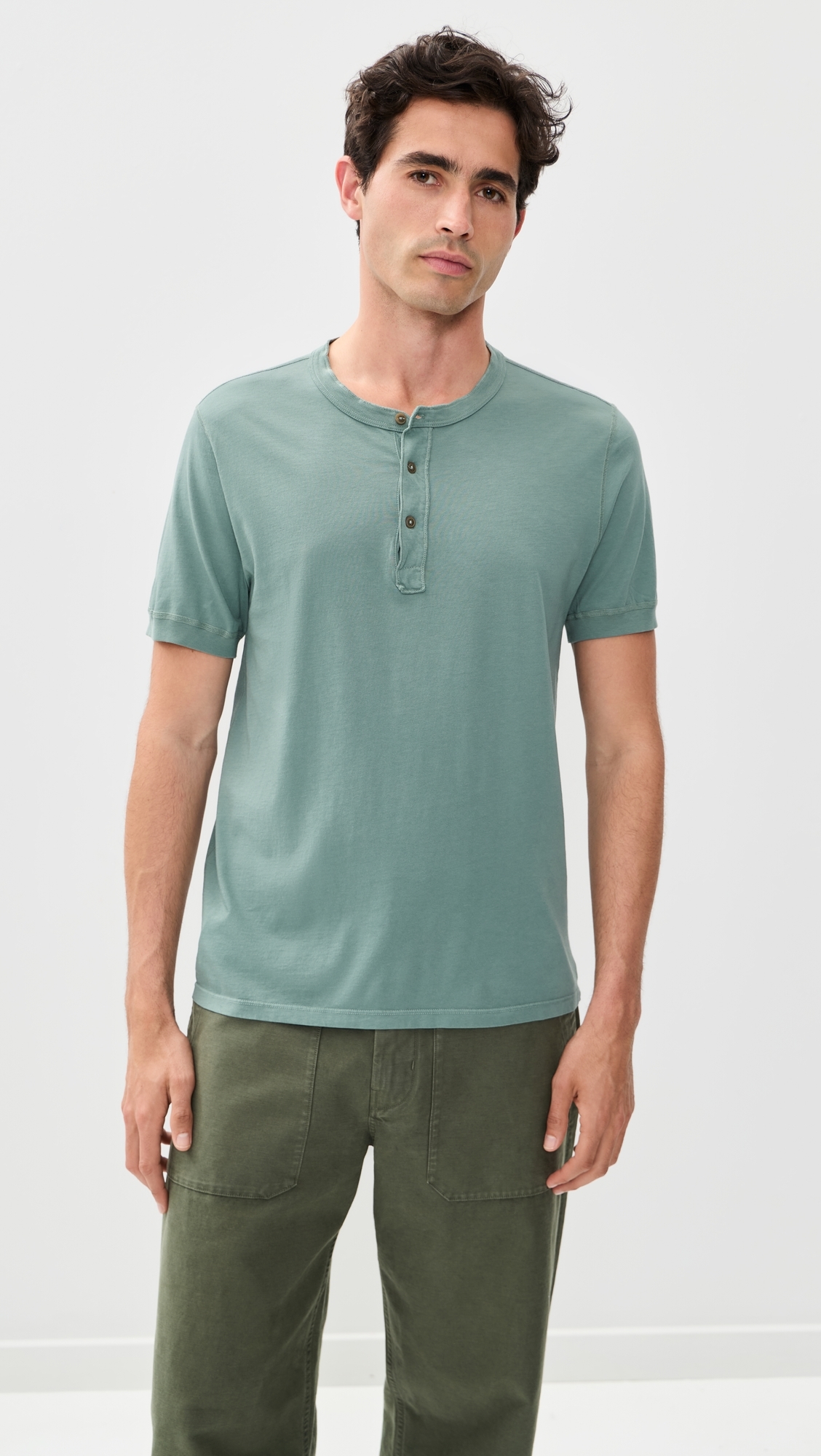 Short Sleeves Supima Henley Tee Aspen