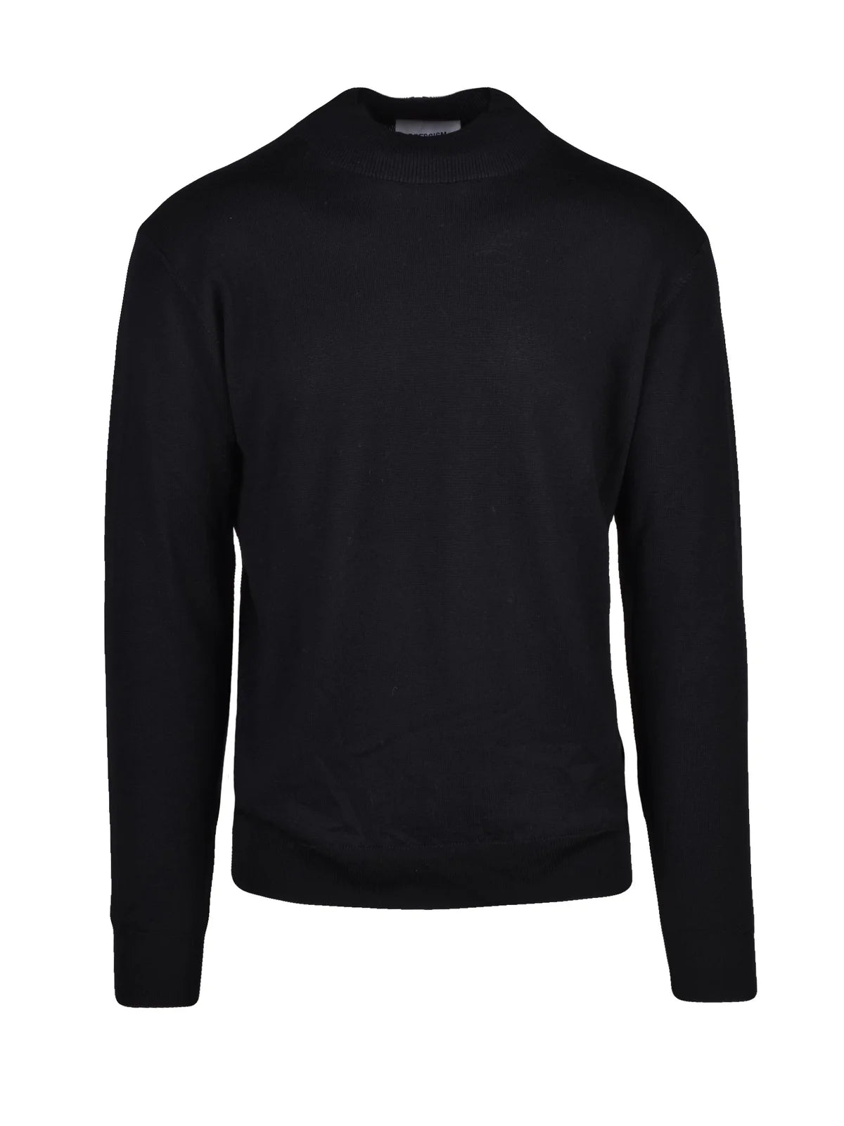 High-Neck Black Turtleneck Sweater in Extrafine Merino Wool