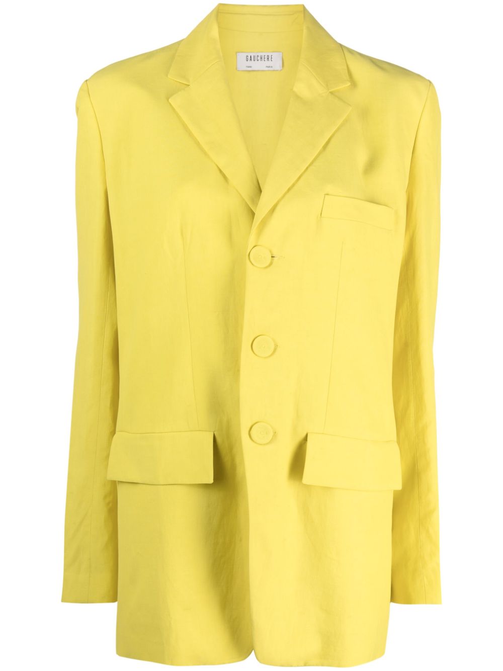 Notched-lapels button-up blazer - Yellow