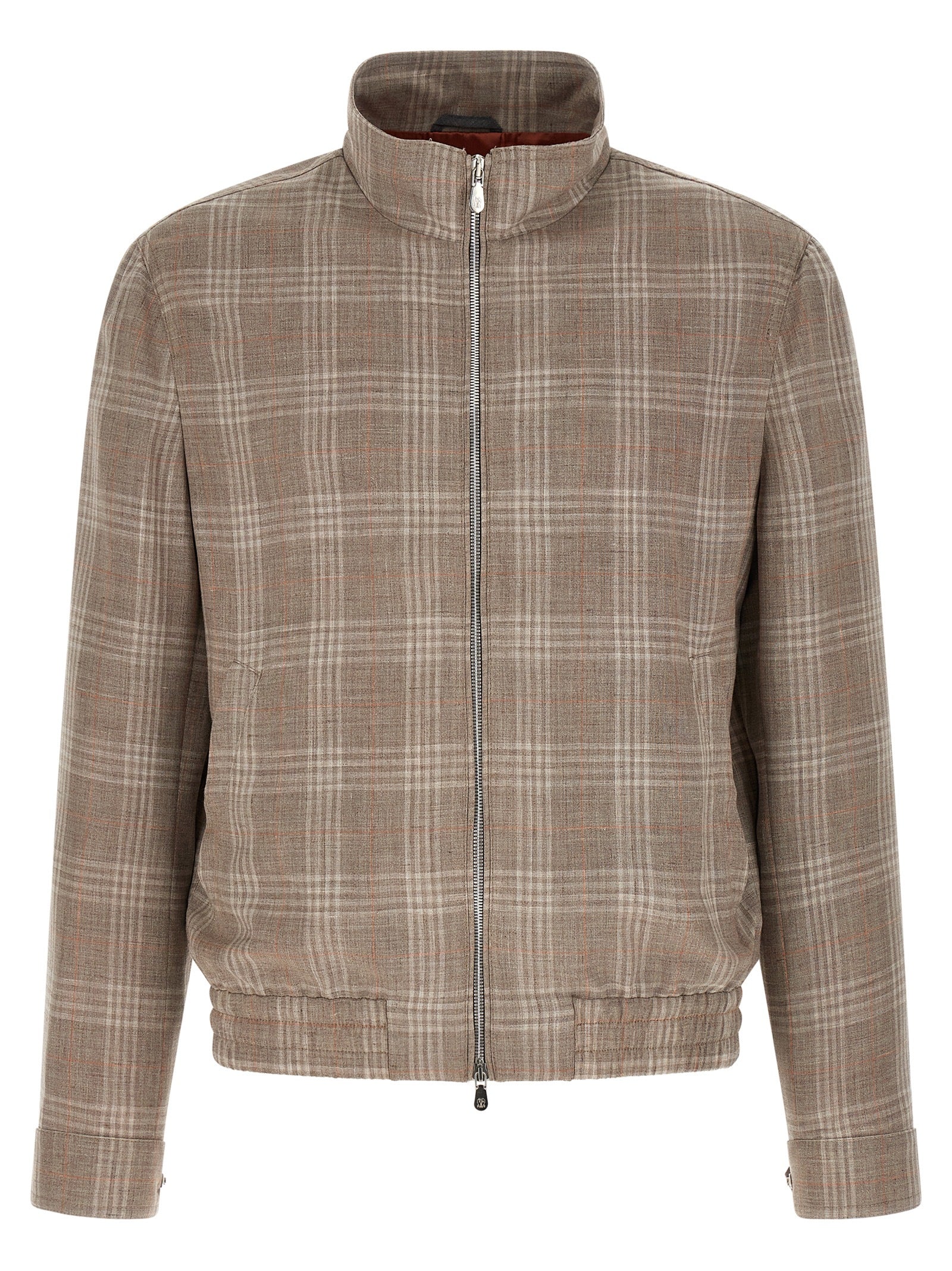Tartan Wool Blend Jacket — Brown