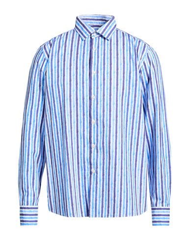 Man Shirt Azure Size 16 Cotton