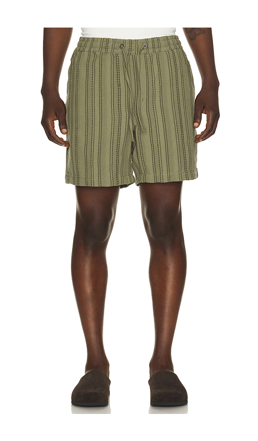 Marine Layer 6 Saturday Dobby Stripe Short in Olive. - S also in