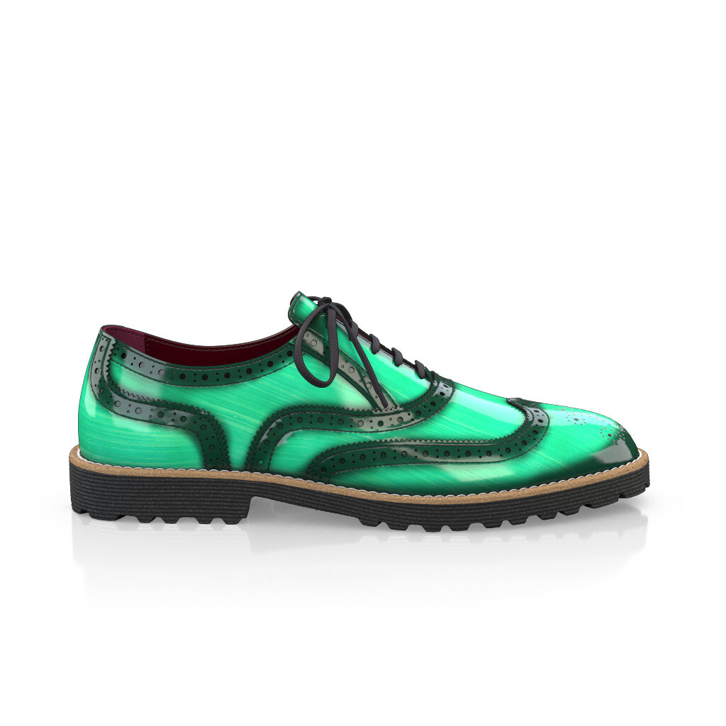 Custom Men's Luxury Oxford Dress Sneakers Handmade in Italy - Green Premium Leather - Brogues - GIROTTI