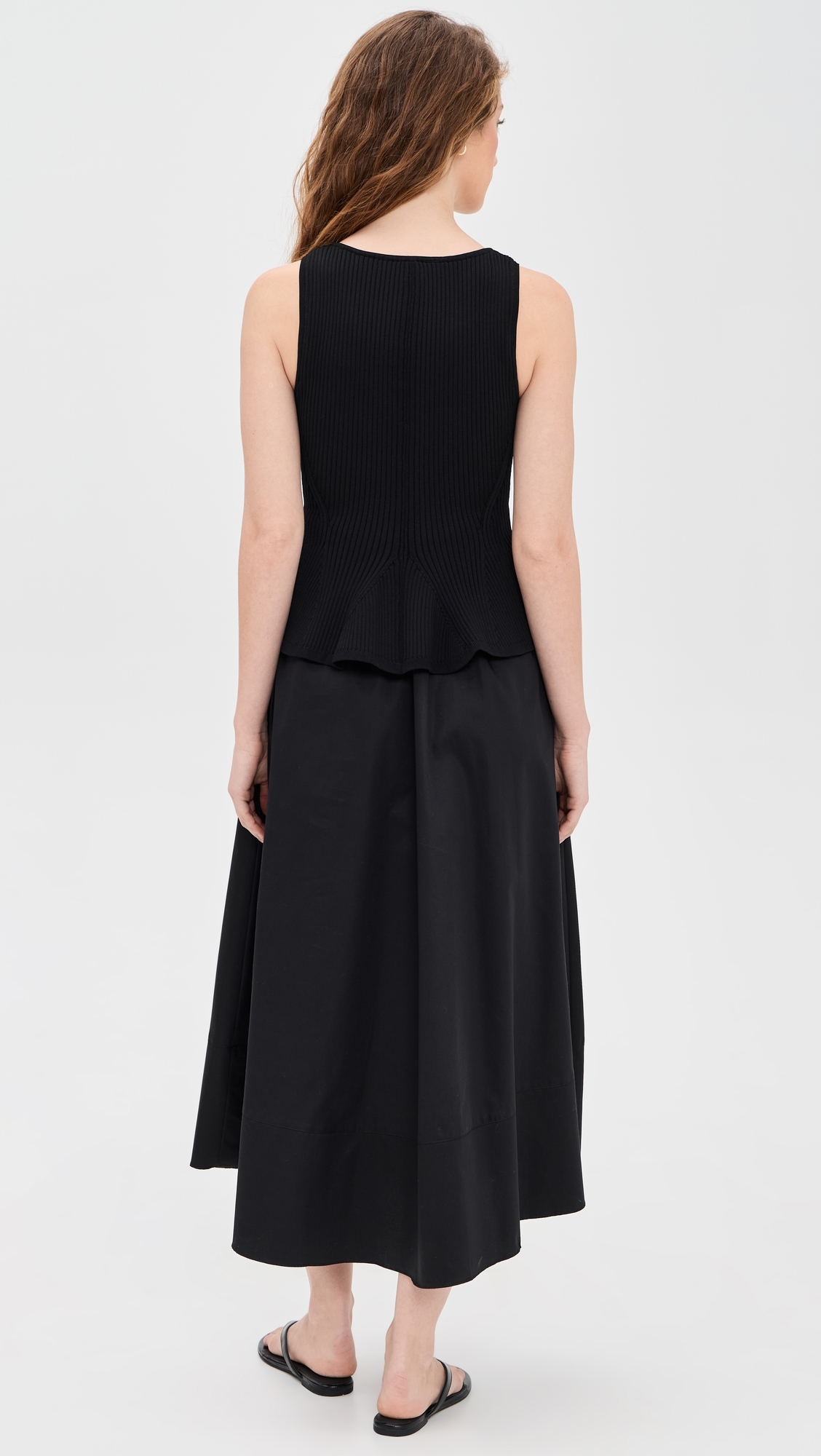Peplum Combo Dress Black
