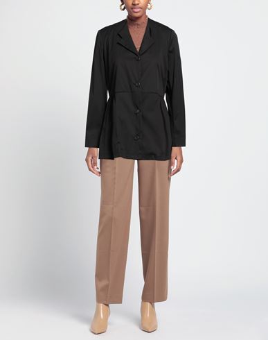 Woman Overcoat & Trench Coat Black Size 10 Cotton, Polyamide, Elastane