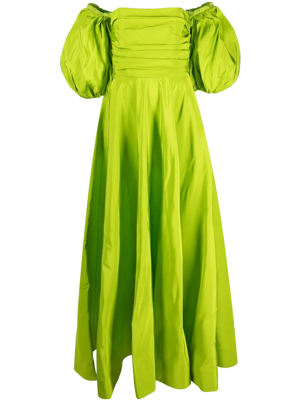 Silk-Blend Off-Shoulder Dress — Yellow