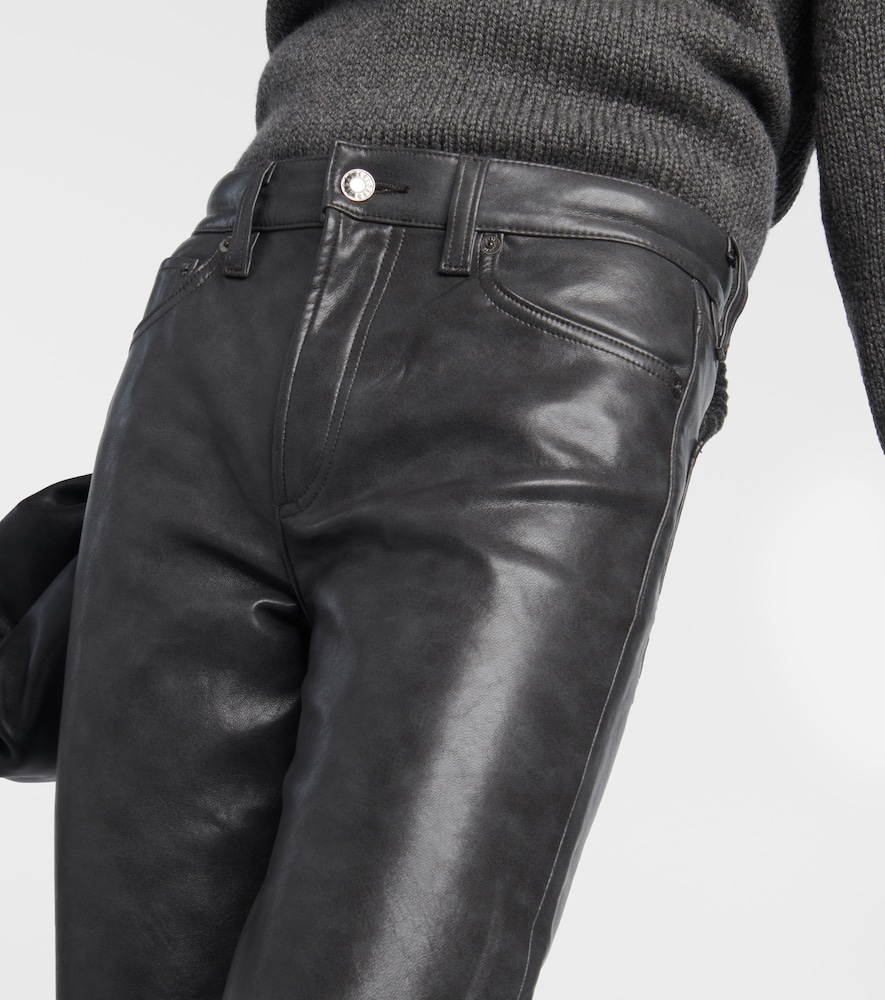 Sloane mid-rise leather straight pants
