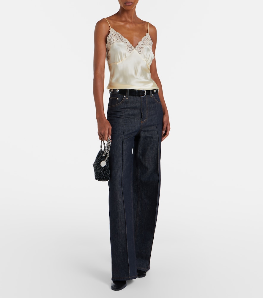 Lace-trimmed silk satin camisole