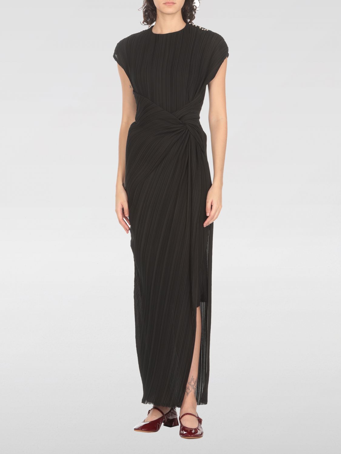 Twist-detailing midi dress - Black