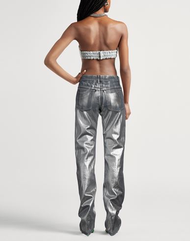 Msgm Woman Jeans Silver Size 2 Cotton