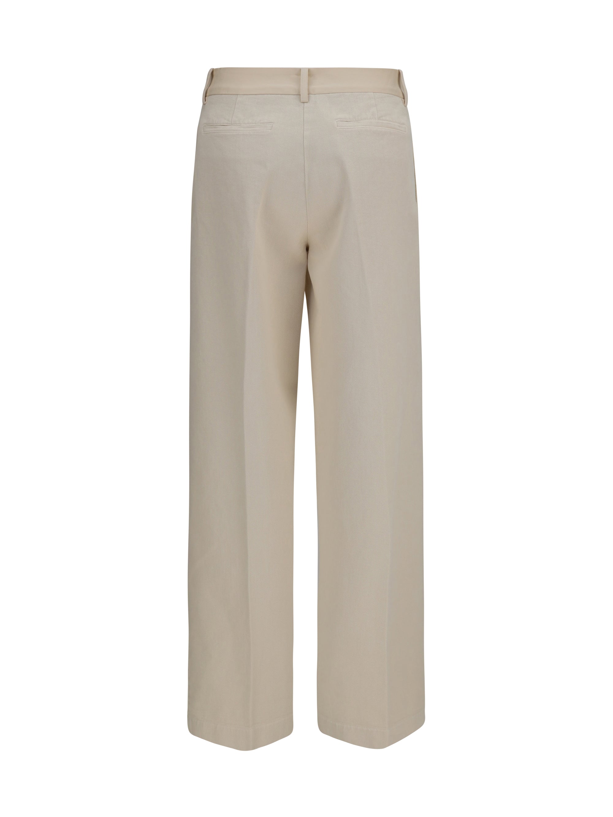 Wide-Leg Cotton Trousers — Beige