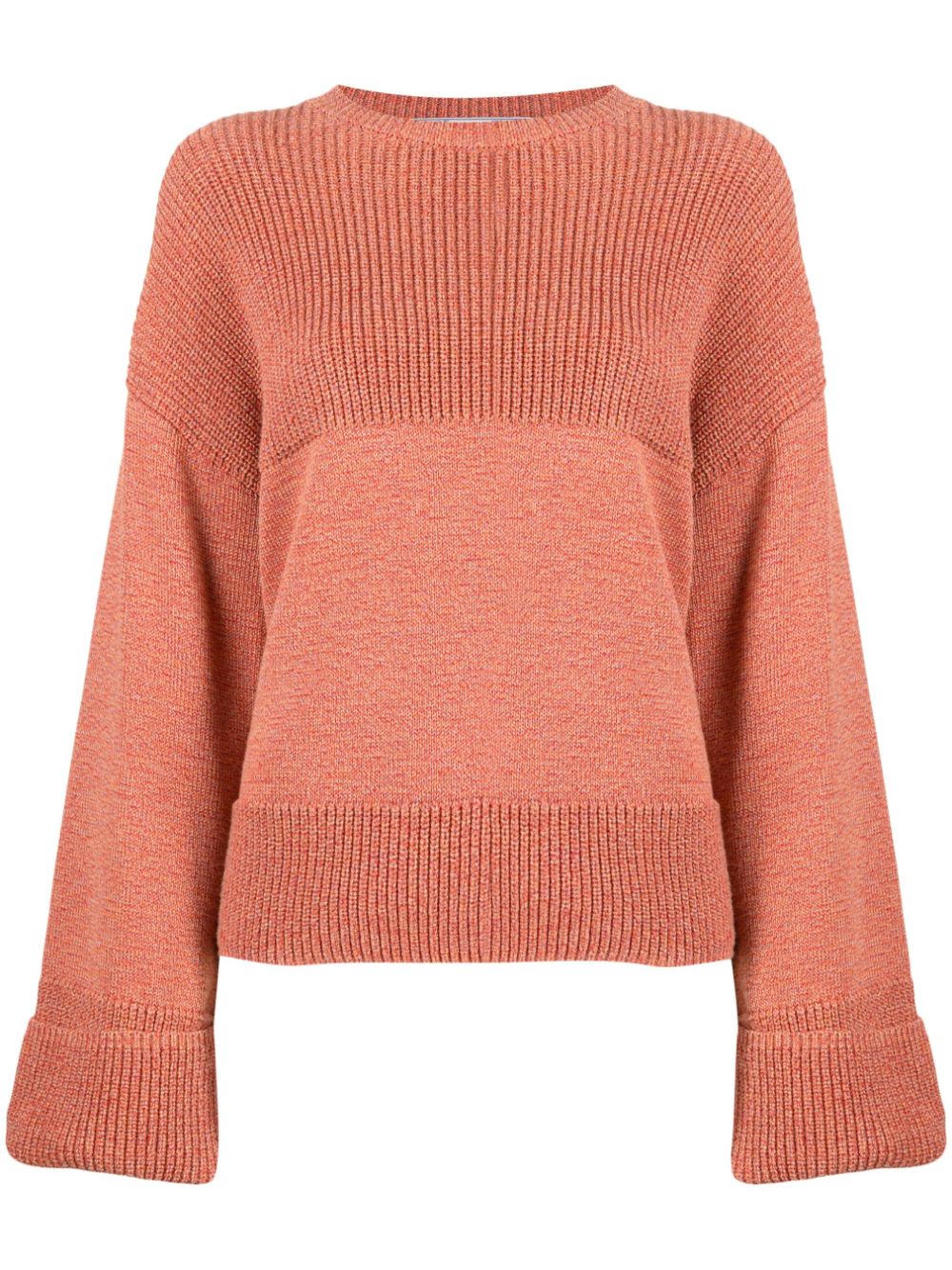 Colour-block ribbed-knit jumper - Orange