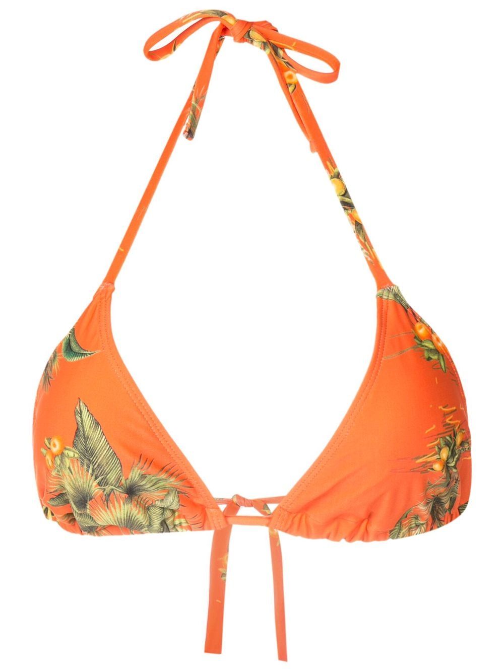 Floral-print halterneck bikini top - Orange
