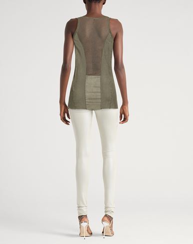 Woman Tank top Khaki Size 6 Cotton, Silk