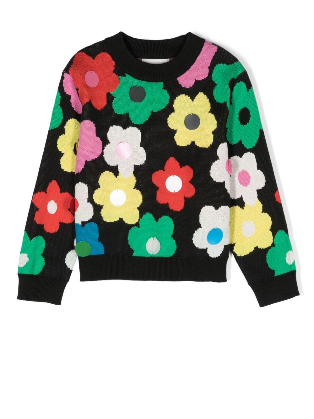 Floral intarsia-knit jumper - Black
