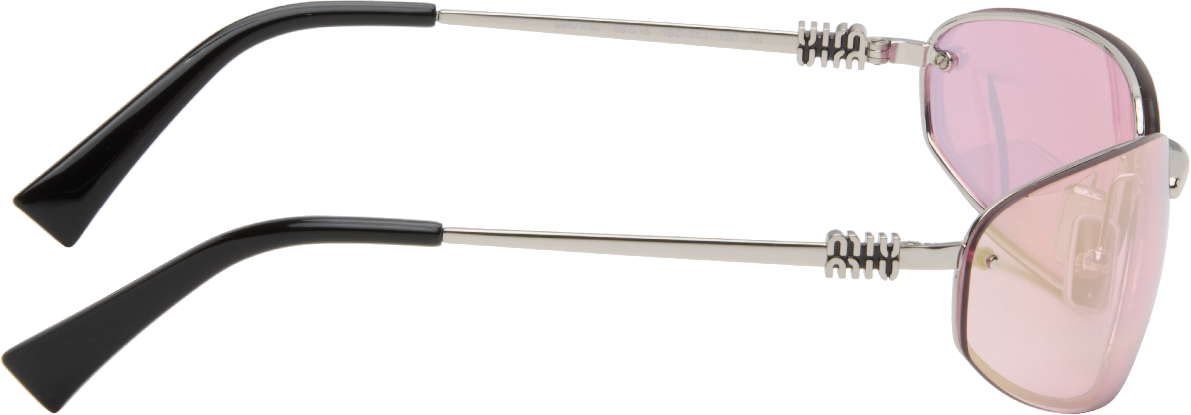 Pink Rimless Metal Oval Sunglasses