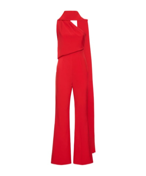 Asymmetric crepe jumpsuit