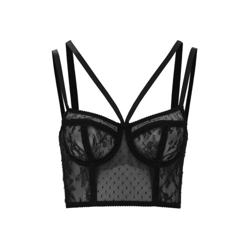Point d'esprit tulle corset - Black