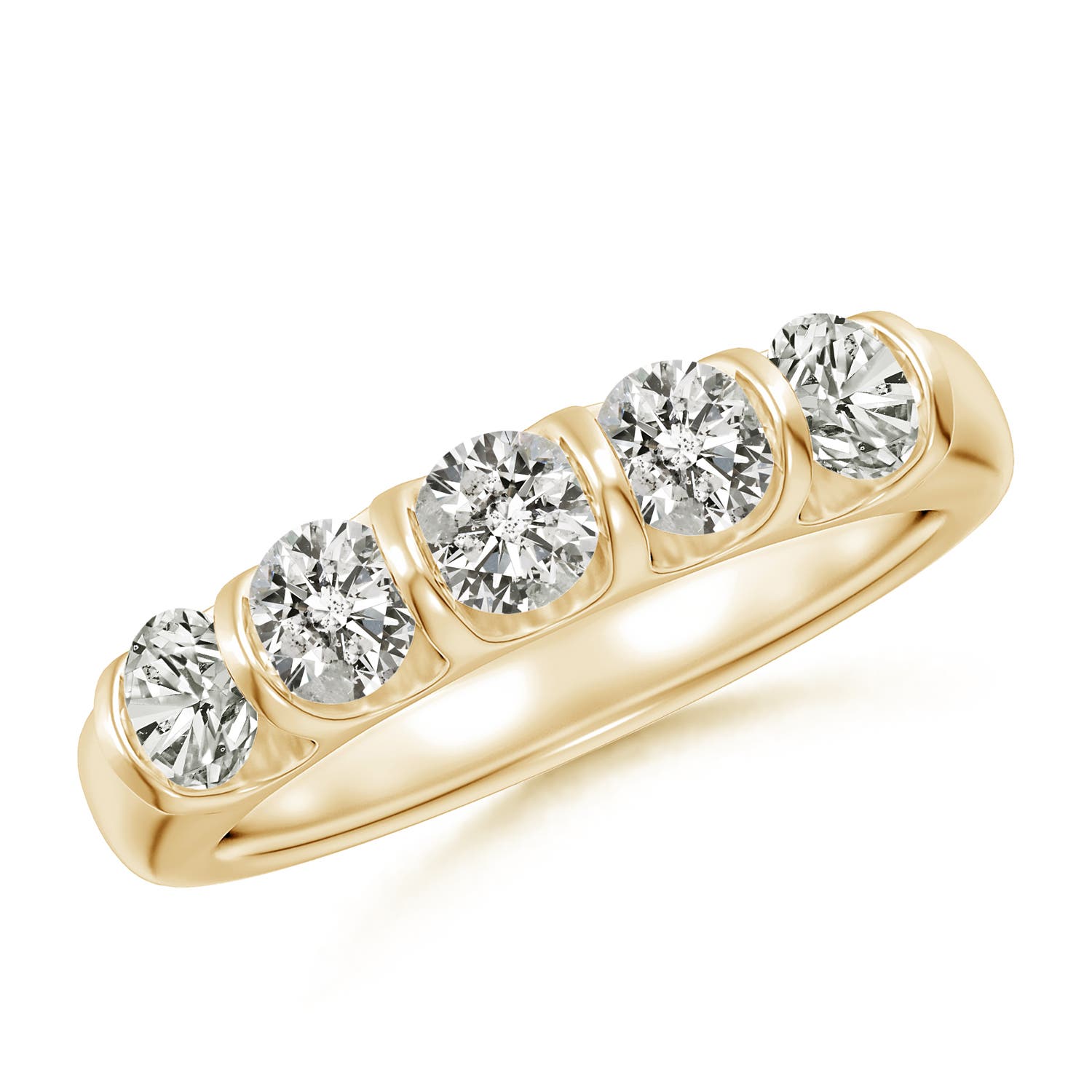 Angara 1.0 Carat Bar Set Five Stone Round Diamond Wedding Ring for Her in 14K Yellow Gold