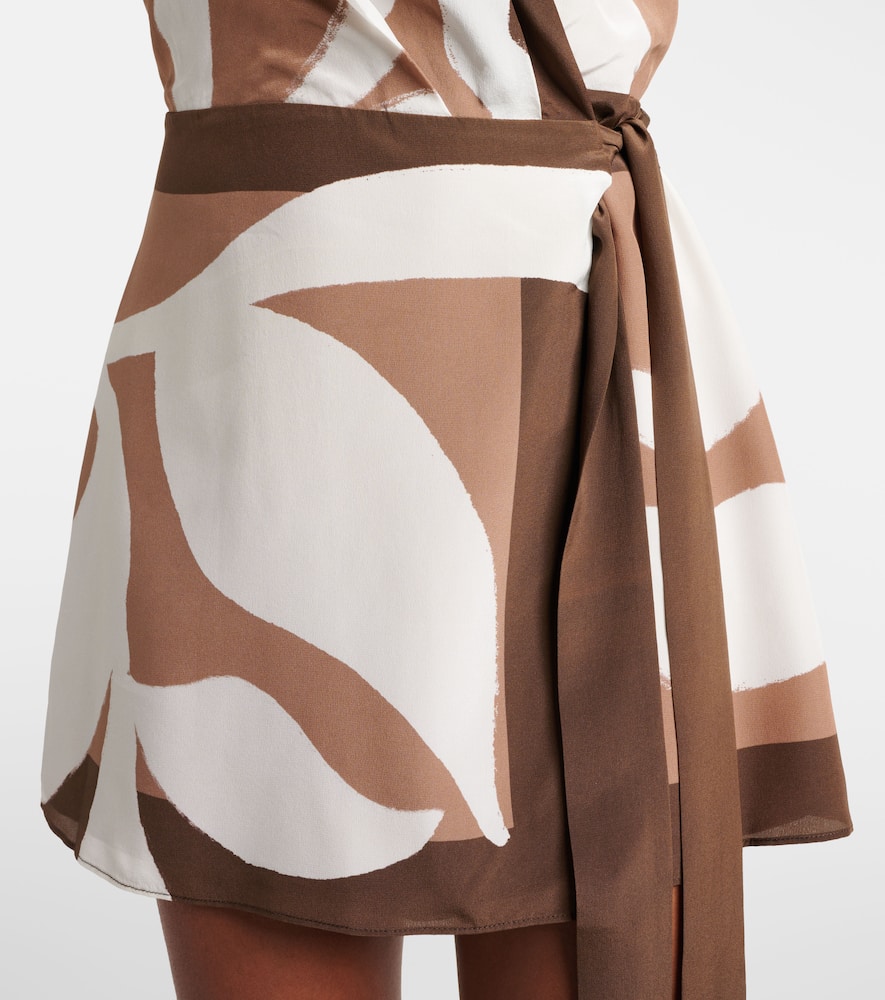 Portia printed silk satin wrap dress