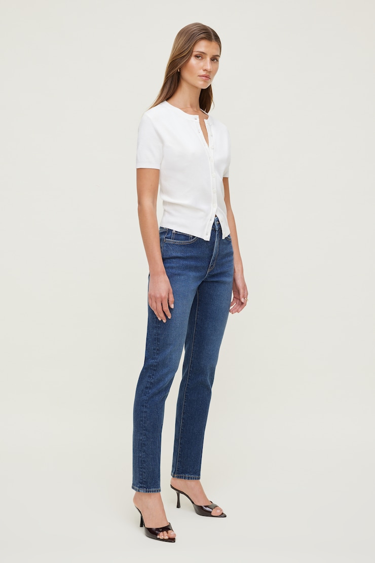 Frenchie Stretch High Rise Slim Leg Jeans - Blue - Women Clothing
