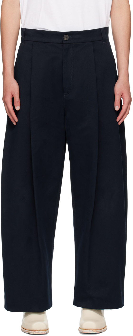 Studio Nicholson Navy Sorte Trousers