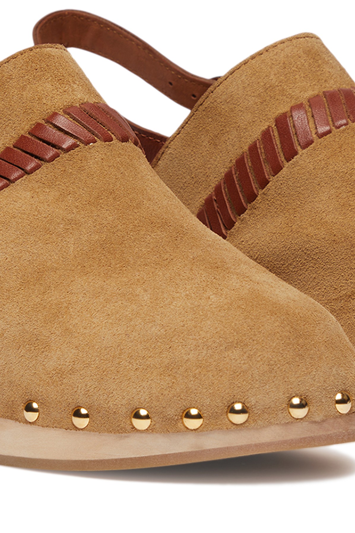 Leather clogs with faux fur
