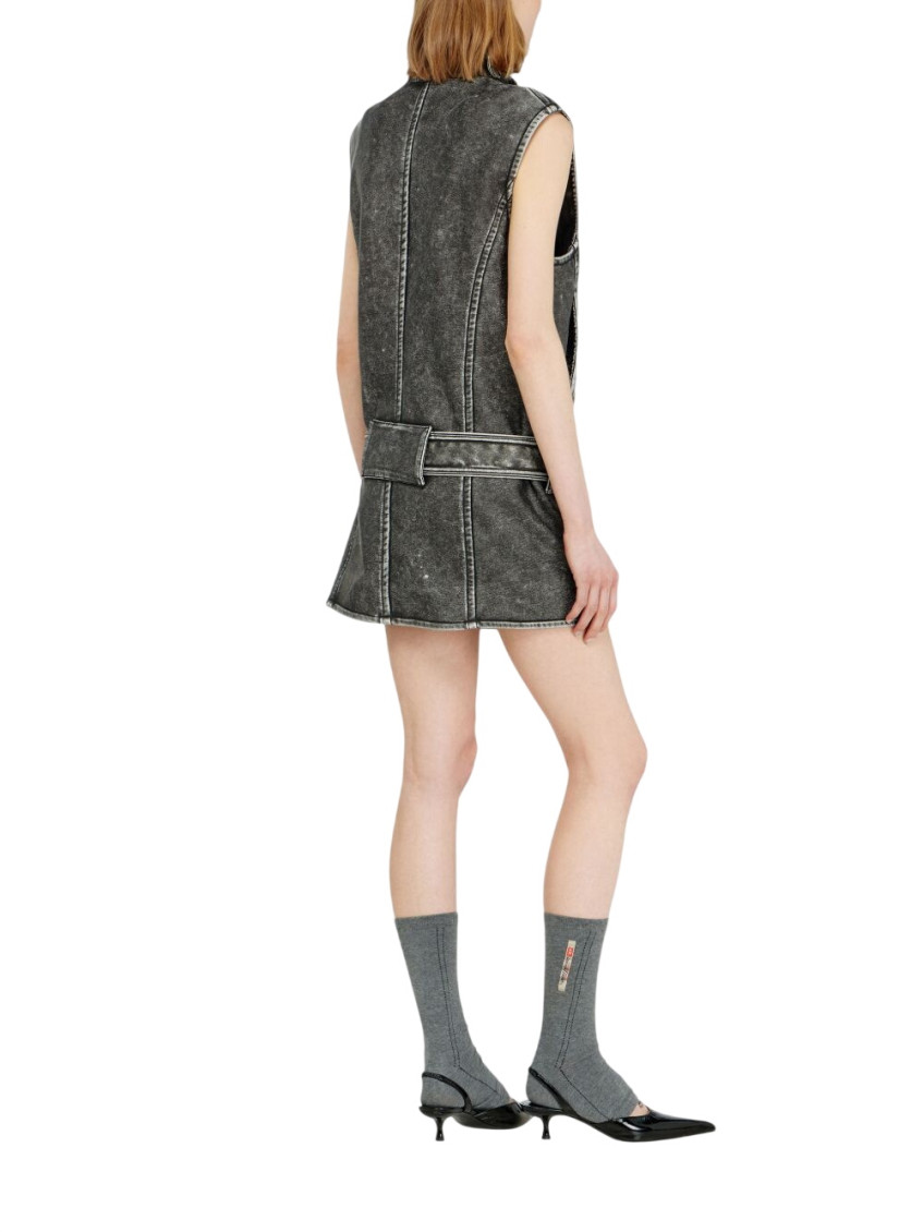 Black Distressed Mock Collar Mini Dress