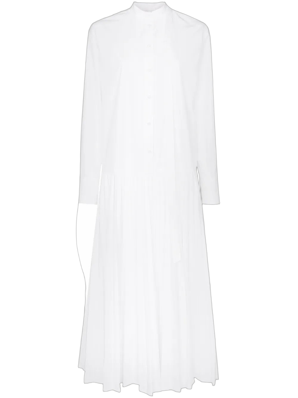 Pleated Cotton-Blend Poplin Dress — White