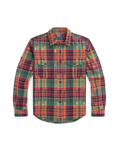Classic Fit Madras Workshirt Man Shirt Red Size M Cotton