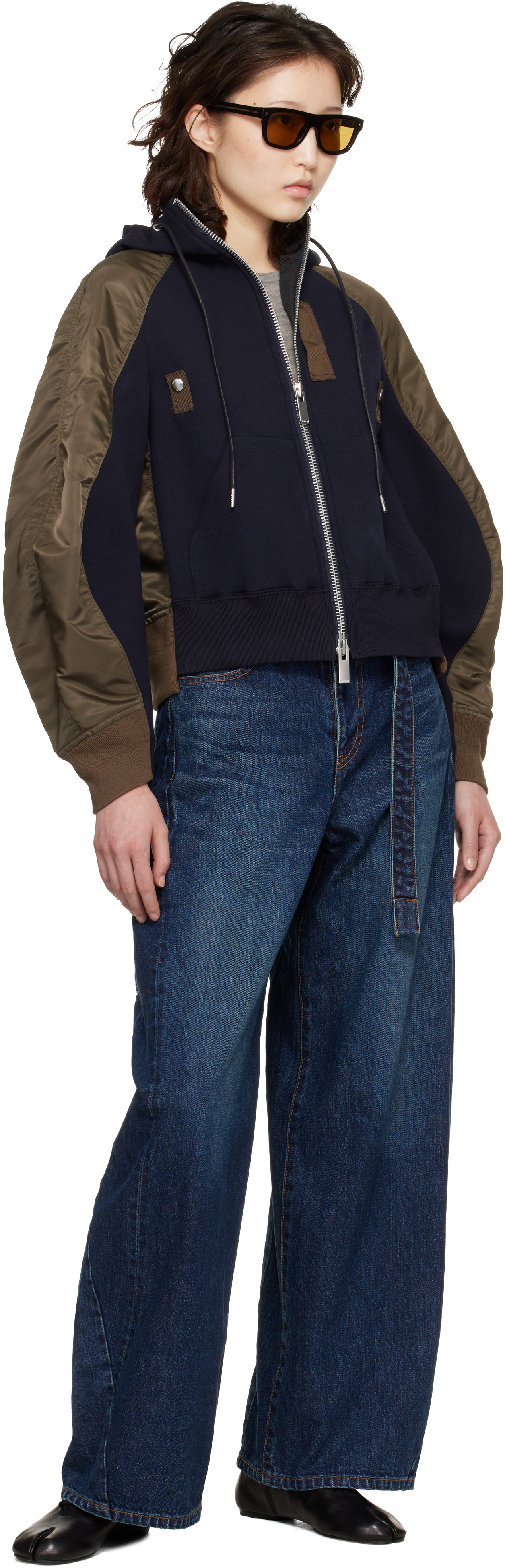 Navy & Khaki Sponge Sweat Hoodie