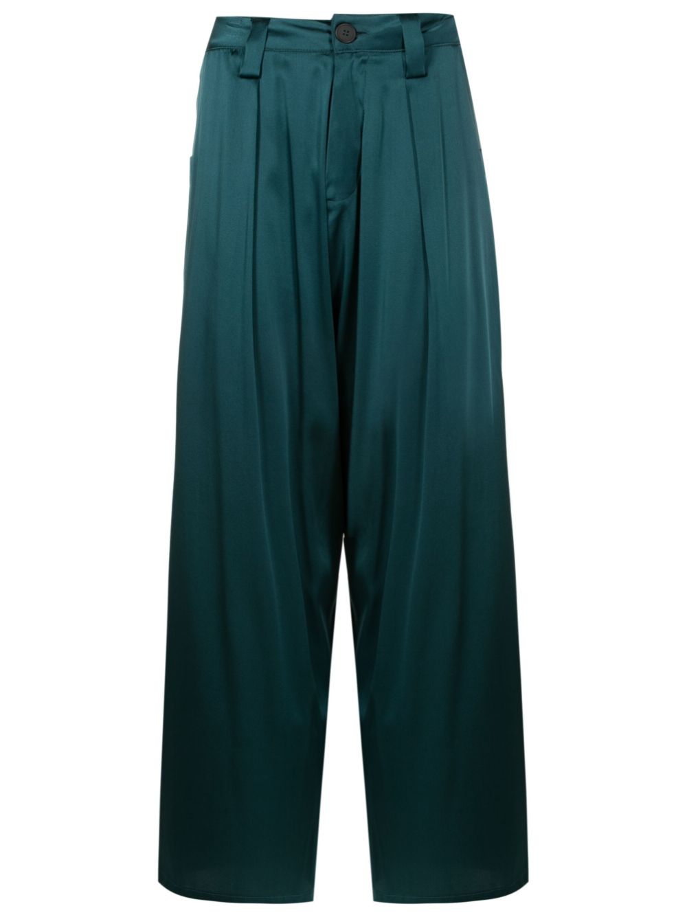 Straight-leg silk trousers - Green