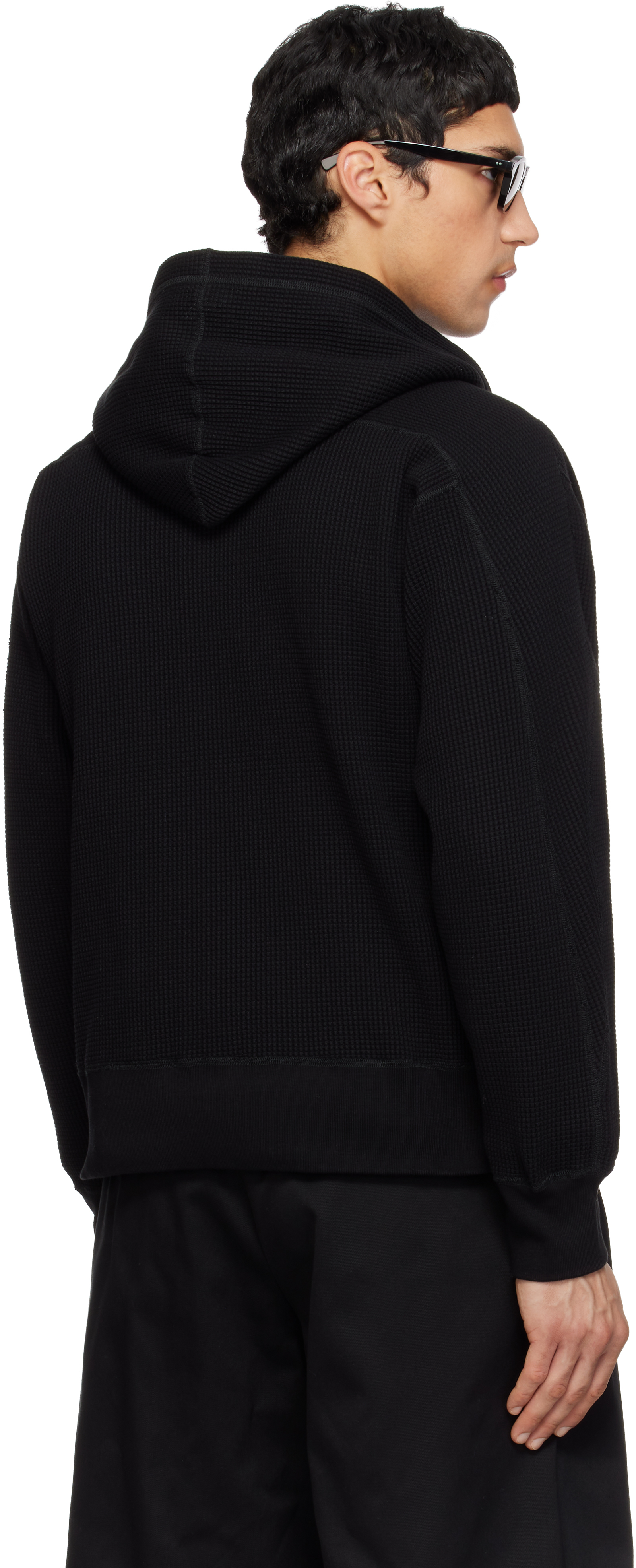 Black Zip-Up Thermal Hoodie